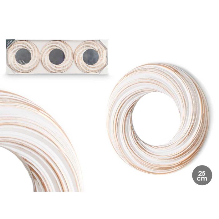 Set 3 Espejos Redondo Ondas Blanco Dorado Giftdecor 77X3CM (8 Unidades) Set 3 Espejos Redondo Ondas Blanco Dorado Giftdecor 77X3CM (8 Unidades)