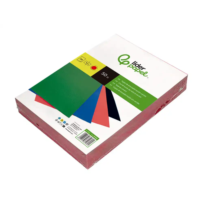 Liderpapel Tapa Encuadernacion Cartón A4 1mm Roja Paquete 50 Unidades 4