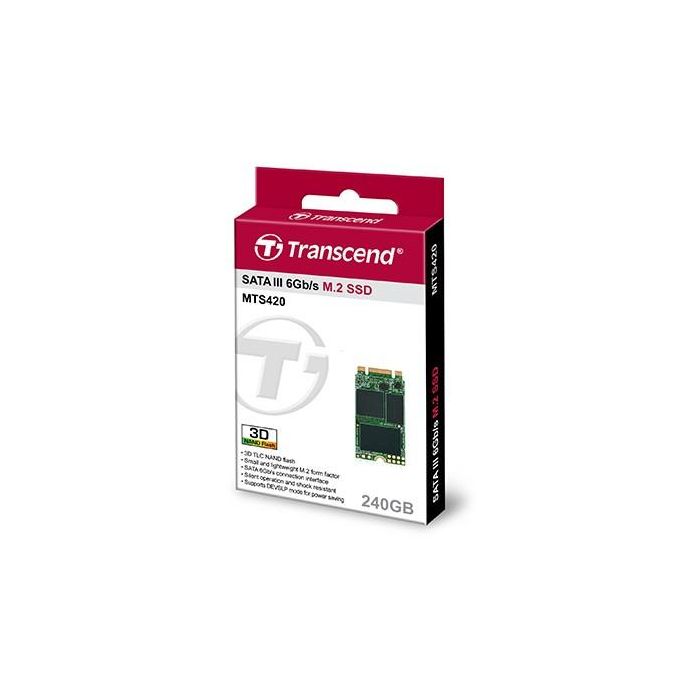 Transcend MTS420 SSD 240GB M.2 2242 SATA3 3D NAND, hasta 500 MB/s lectura y 430 MB/s escritura para portátil 1