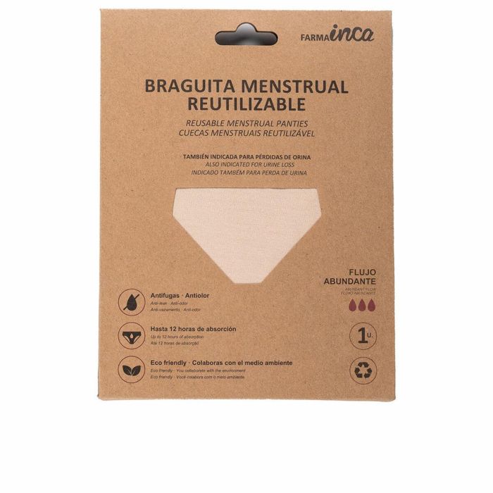 Inca Braguita Menstrual Absorción Super Nude Talla XL - Reutilizable, Ecológica, Recomendada por Ginecólogos