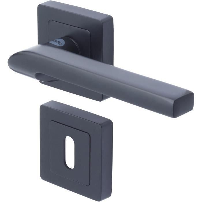 YALE YPP7-S-PC Tirador puerta cuadrado 7 negro Modelo Sienna con llave de paso