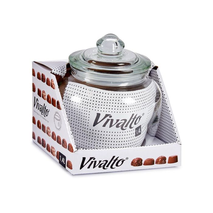 Vivalto Bote de Vidrio Hermético 1.4L con Tapa Plástica Transparente, 14.5x18x14.5 cm (Set de 12) 2
