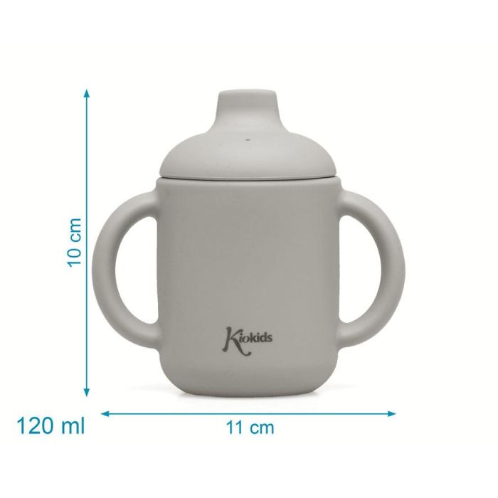 KioKids Taza de Aprendizaje de Silicona Gris con Asas, 120 ml, para Bebés +4 Meses 3 KioKids Taza de Aprendizaje de Silicona Gris con Asas, 120 ml, para Bebés +4 Meses 3