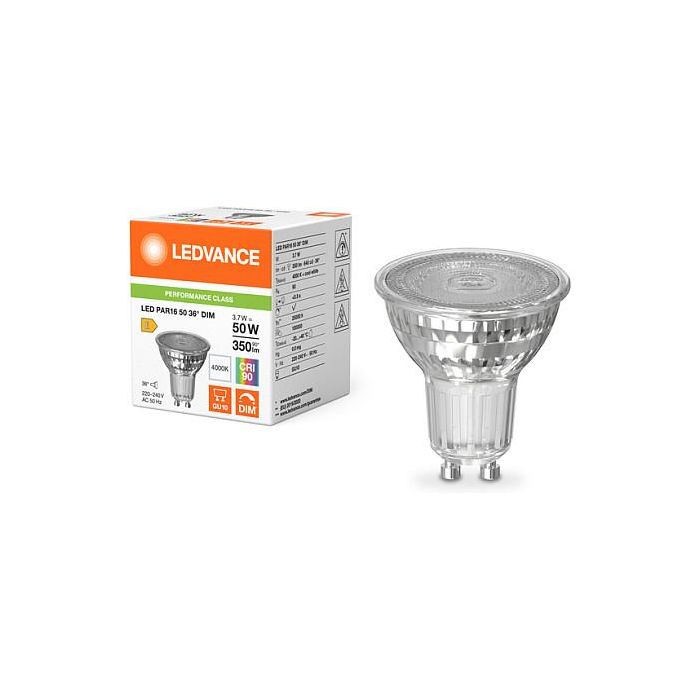 OSRAM LED PAR16 50 36° DIM P 3.7W 940 GU10 Bombilla Reflector Regulable Blanco Frío 4 OSRAM LED PAR16 50 36° DIM P 3.7W 940 GU10 Bombilla Reflector Regulable Blanco Frío 4