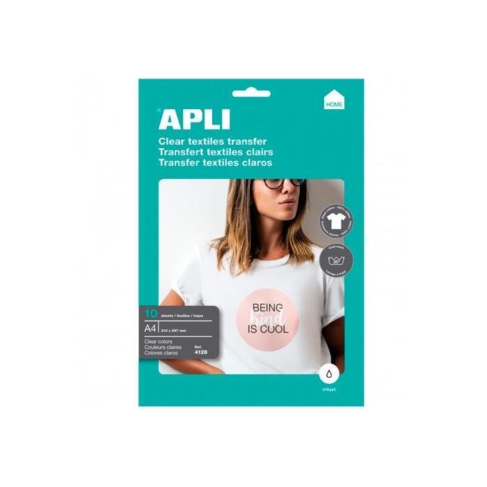Apli Papel Transfer A4 Prendas Blancas Inkjet Paquete 10H