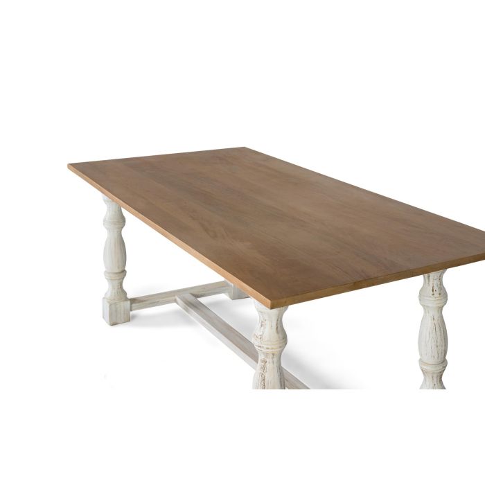 GINER Y COLOMER Mesa de Comedor Rectangular 200 cm en Madera de Mango con Pata Torneada Blanco Envejecido 2 GINER Y COLOMER Mesa de Comedor Rectangular 200 cm en Madera de Mango con Pata Torneada Blanco Envejecido 2