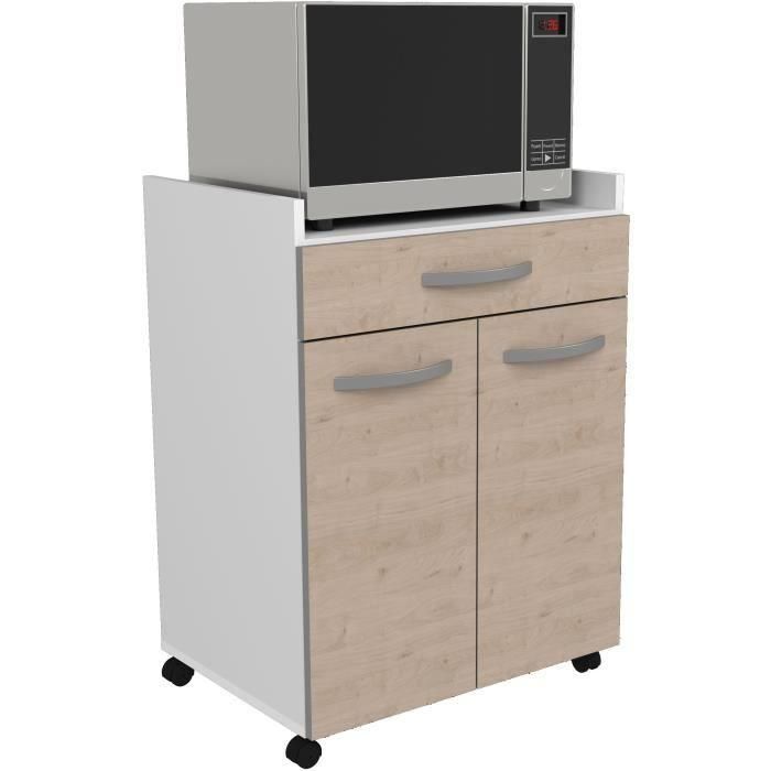 Carro OSLO 60 cm - 1 cajón y 1 puerta - L 60 x P 44 x H 81 cm - Color roble 2 Carro OSLO 60 cm - 1 cajón y 1 puerta - L 60 x P 44 x H 81 cm - Color roble 2