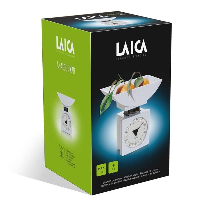 Laica Balanza Mecánica de Cocina KS711 con Bol Blanca 1kg Laica Balanza Mecánica de Cocina KS711 con Bol Blanca 1kg