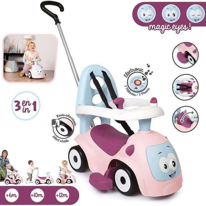 Smoby - Maestro Balade Pink Ride-On - Para niños a partir de 6 meses - Actualizable - Silent Wheels - Bocina 1