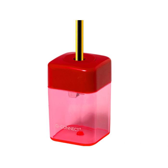 Q-connect Sacapuntas Metálico 1 Uso con Depósito para Virutas Colores Surtidos 6