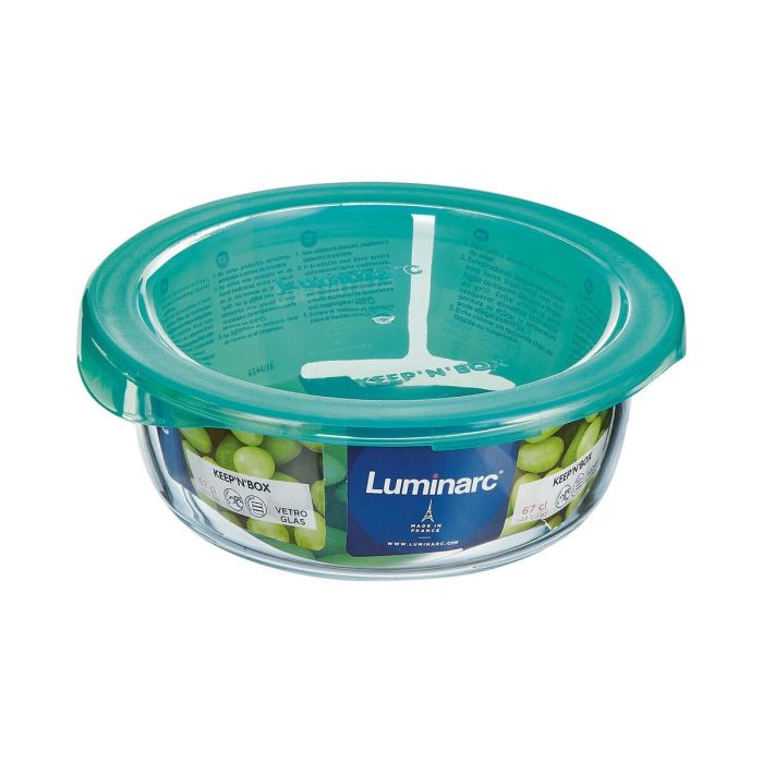 Fiambrera Redonda con Tapa Luminarc Keep'n Lagon 13,5 x 6 cm Turquesa 680 ml Vidrio (6 Unidades) 2