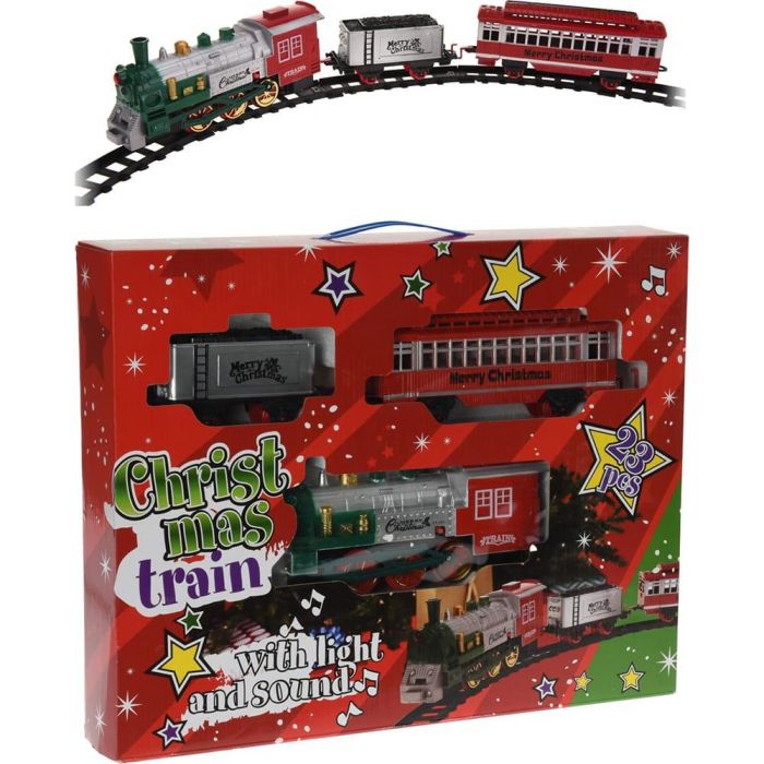 Basics Tren Navideño con Luces y Sonido, 23 Piezas, Vía de 330 cm, Funciona con Pilas