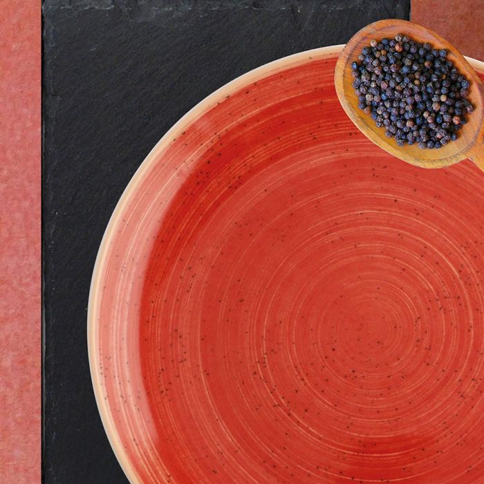 Ariane Fuente Oval Terra 32 cm Porcelana Rojo Brillo 6 Unidades 2