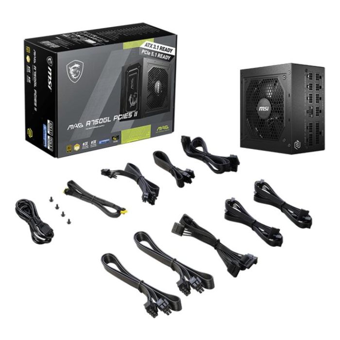 MSI MAG A750 grl Fuente de Alimentación Gaming 750W 80 PLUS Gold Modular 3 MSI MAG A750 grl Fuente de Alimentación Gaming 750W 80 PLUS Gold Modular 3