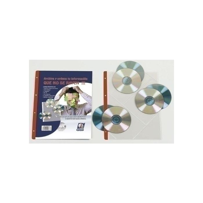 Funda Cd/Dvd Iberplas Pvc A4 Con 4 Talad. C/Refzo. 6 Dpto. (150Μ) Paquete De 5
