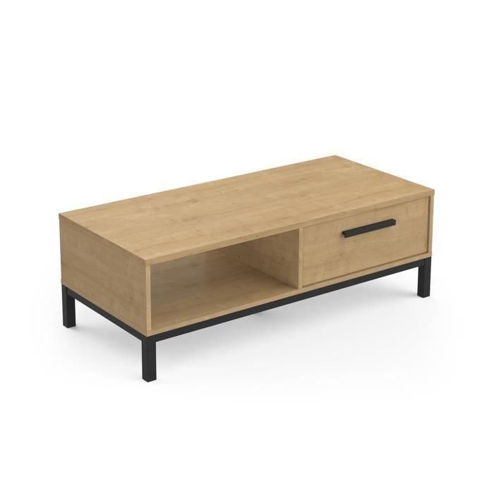 Mesa de centro 1 cajón / 1 nicho - CRAFT - Rectangular - Roble Hamilton / Negro - 110,4 x 50 x 36,9 cm - DEMEYRE 2 Mesa de centro 1 cajón / 1 nicho - CRAFT - Rectangular - Roble Hamilton / Negro - 110,4 x 50 x 36,9 cm - DEMEYRE 2