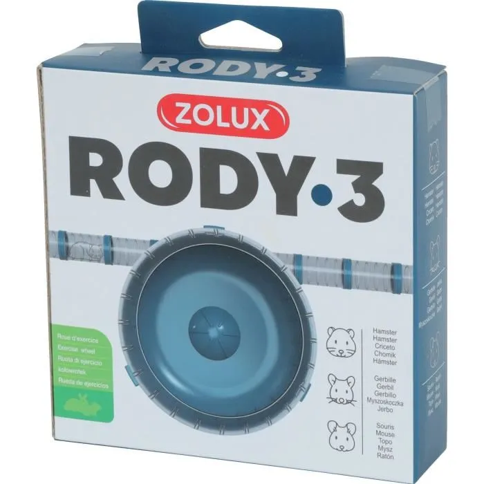 Zolux Rueda de Ejercicio Silenciosa para Pequeños Roedores Compatible con Jaulas Rody3 y Rodylounge - Diámetro 14 cm - Azul 1