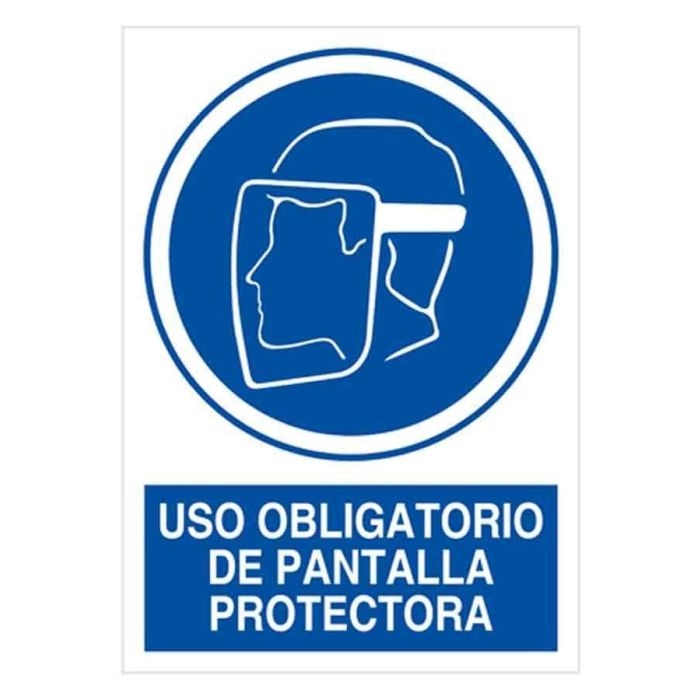 Archivo 2000 Señal "Obligatorio Uso De Pantalla Protectora" 210x297 Pvc Azul Y Blanco