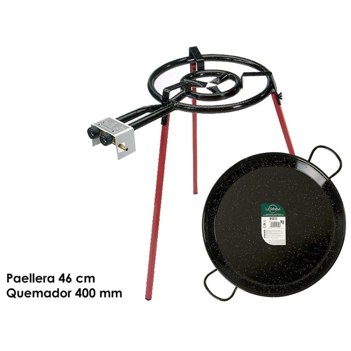 Set Paellera Esmaltada La Dehesa 46 cm, Negro/Rojo, 12 Racones (4 Unidades) Set Paellera Esmaltada La Dehesa 46 cm, Negro/Rojo, 12 Racones (4 Unidades)