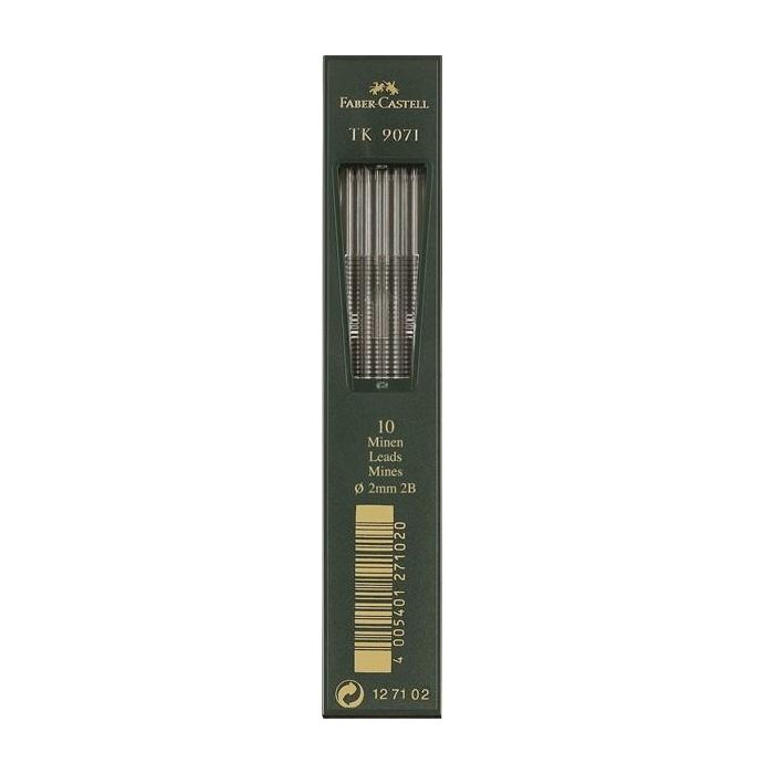 FABER-CASTELL TK 9071 Minas de Grafito 2B, 2 mm - Blíster de 10 Minas