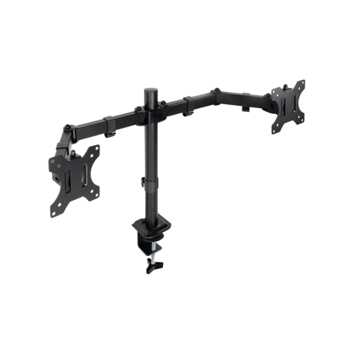Tooq DB1802TN-B Soporte de Mesa para 2 Monitores 17-27", Giratorio, Inclinable, VESA 75x75/100x100, hasta 8kg/brazo, Negro