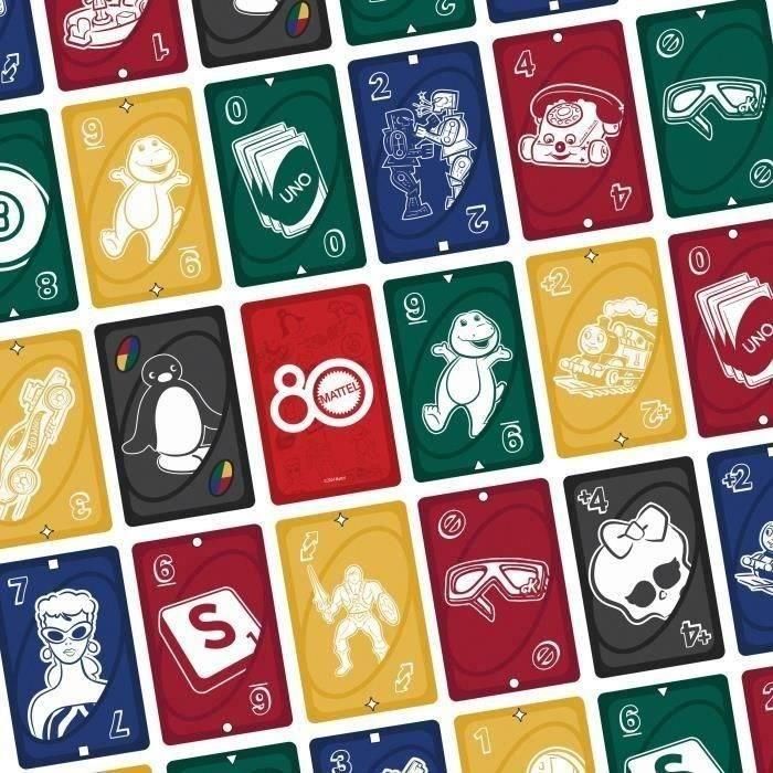 UNO JGK30 - Juego de cartas 80.º aniversario Mattel - Rojo Rubí - Para toda la familia 2