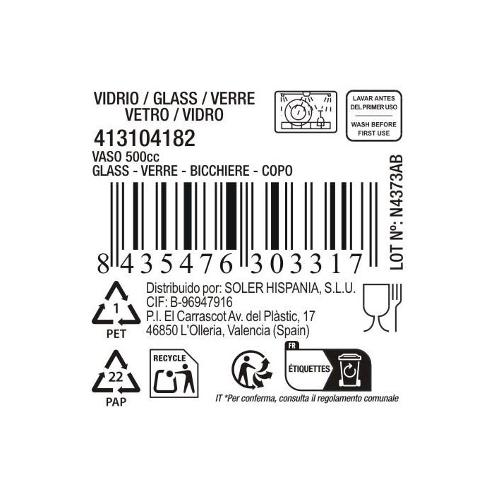Vaso 500Cc "Auriss Viso" Md (16 Unidades) 10 Vaso 500Cc "Auriss Viso" Md (16 Unidades) 10