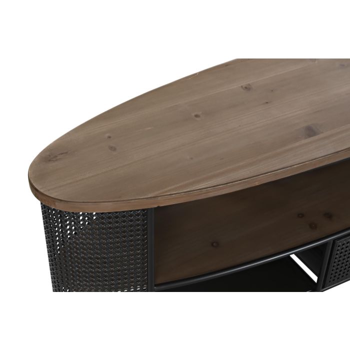 DKD Home Decor Mueble TV Loft Negro Marrón Abeto Metal 150x39x58 cm con 1 Cajón y 1 Estante Desmontable 1 DKD Home Decor Mueble TV Loft Negro Marrón Abeto Metal 150x39x58 cm con 1 Cajón y 1 Estante Desmontable 1