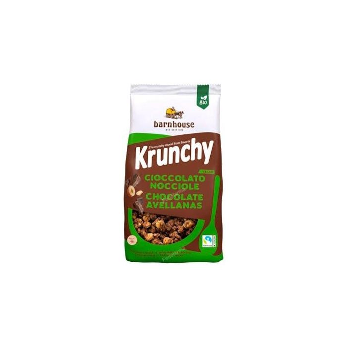 BARNHOUSE Muesli Krunchy Sun Chocolate Negro y Avellana Bio 375g - Ligero y Crujiente