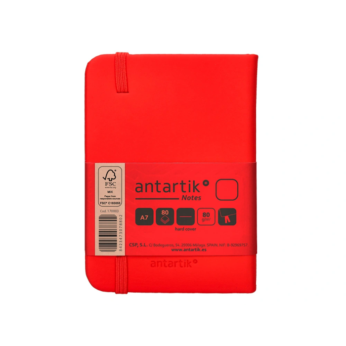 Antartik Cuaderno A7 Tapa Dura Hojas Lisas Rojo 80 Hojas 80gr FSC 2