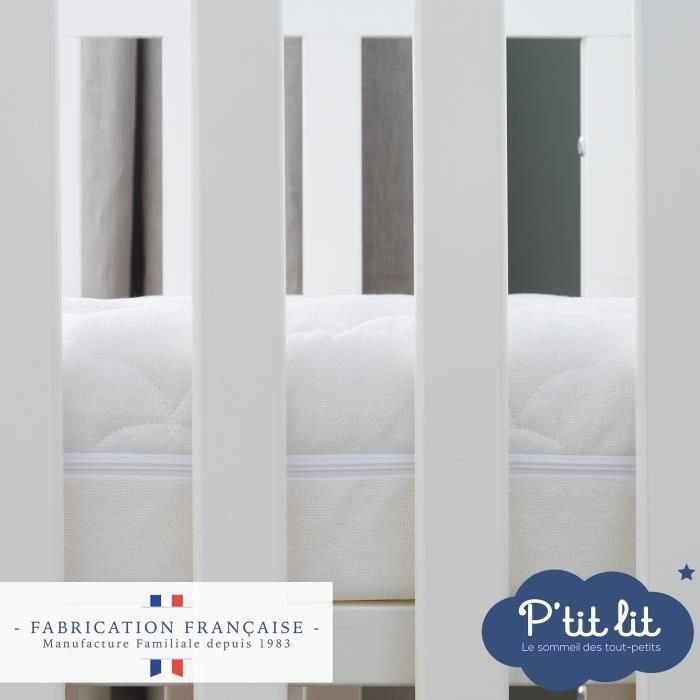 Colchón para bebé climatizado - 60x120x10 cm - Reversible - Funda desenfundable - Antiácaros - Fabricación francesa 2 Colchón para bebé climatizado - 60x120x10 cm - Reversible - Funda desenfundable - Antiácaros - Fabricación francesa 2