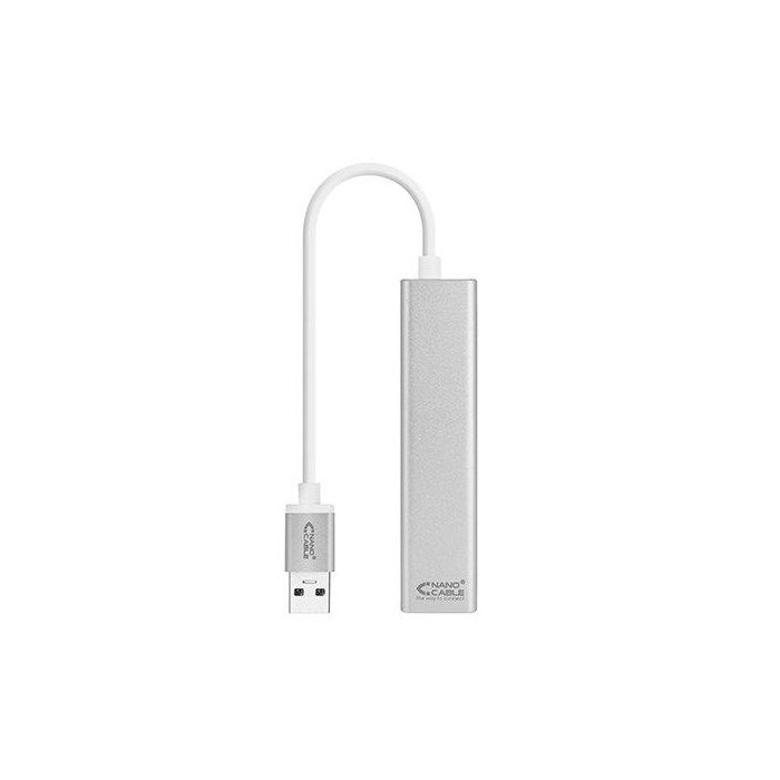 Nanocable 10.03.0403 Hub USB 3.0 y Conversor Ethernet Gigabit con 3 Puertos USB 3.0 y 1 RJ45 Plata Plug & Play para PC/Mac 0 Nanocable 10.03.0403 Hub USB 3.0 y Conversor Ethernet Gigabit con 3 Puertos USB 3.0 y 1 RJ45 Plata Plug & Play para PC/Mac 0