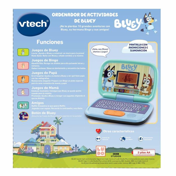 Ordenador actividades de bluey pantalla lcd con luz y 10 actividades. 30x7,8x33 cm 1 Ordenador actividades de bluey pantalla lcd con luz y 10 actividades. 30x7,8x33 cm 1