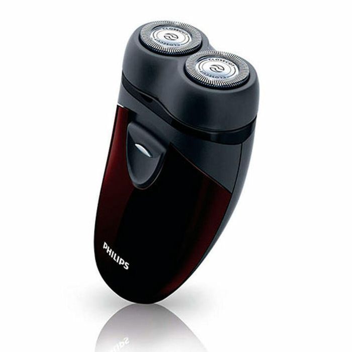 Philips PQ206/18 Afeitadora eléctrica de rotación a pilas con 60 min autonomía, cabezales flotantes CloseCut Negro/Burdeos