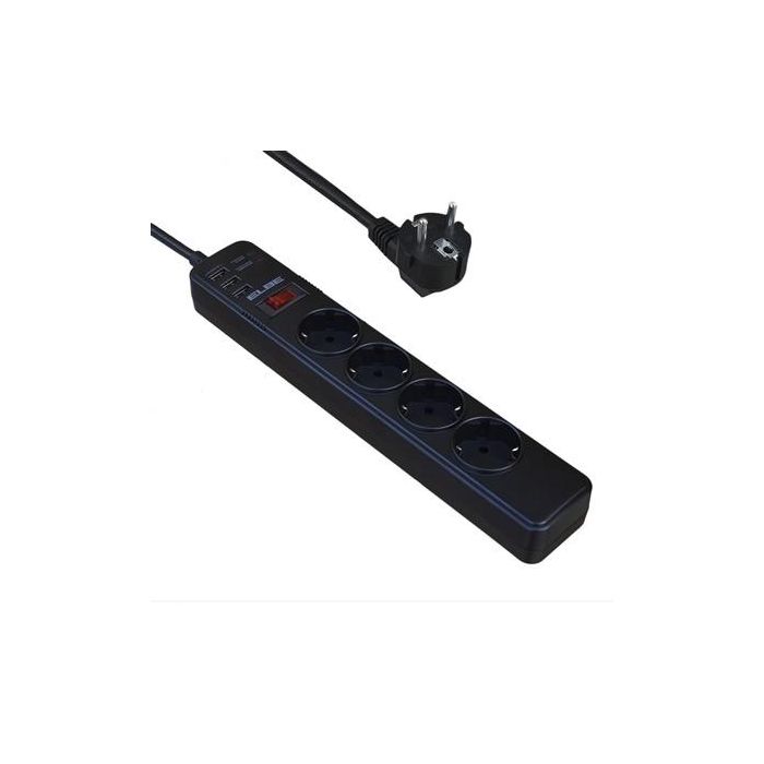 Elbe Regleta RE-002-UN con 4 Tomas AC y 3 USB, 3680W, Cable de 1.8 Metros 3