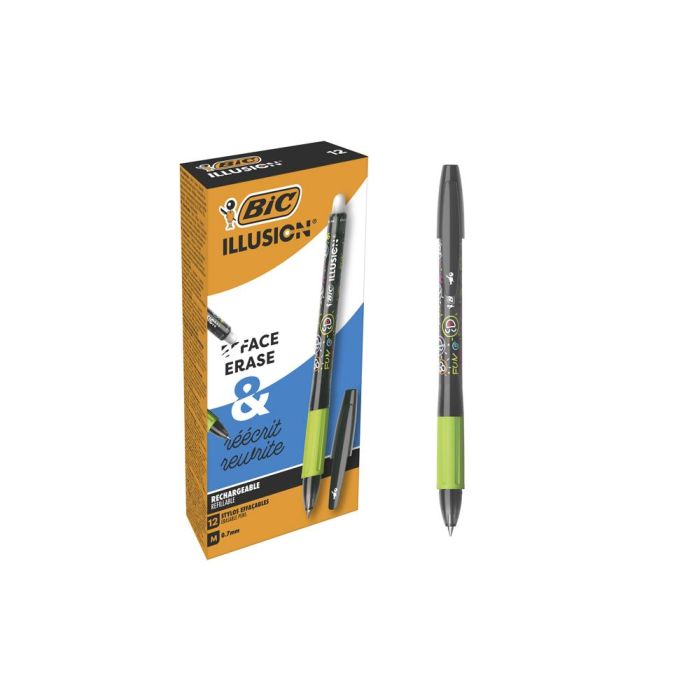 Boligrafo Bic Gelocity Illusion Borrable Negro Punta De 0,7 mm 12 unidades 4