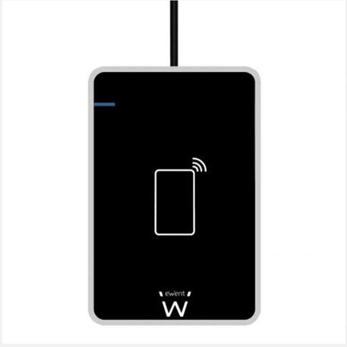 EWENT EW1053 Lector de Tarjetas Inteligentes sin Contacto USB Negro Compatible con NFC, DNI, Tarjeta Sanitaria, CNS-CR