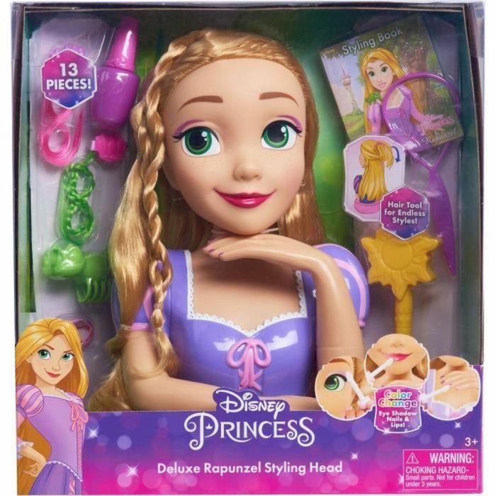 Disney DIS0886144873621 Cabezal de Peinado de Lujo Rapunzel con 12 Accesorios y Guía para Crear Estilos | Juguete Educativo para Niñas