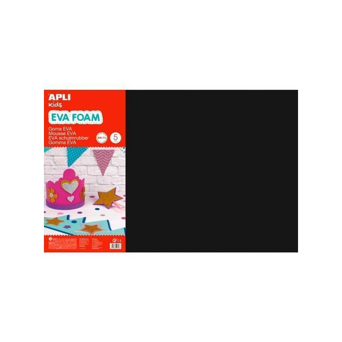 Apli Goma Eva 40x60 cm Grosor 2 mm Negro Pack 5 Ud