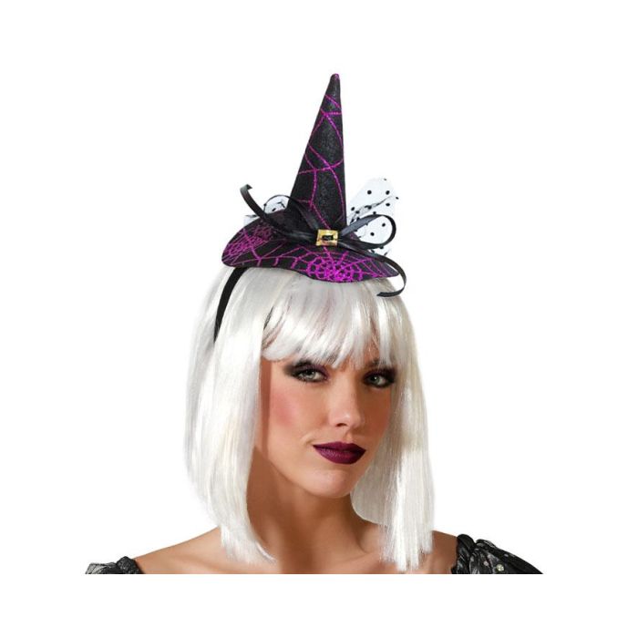 Diadema Halloween Bruja Morado Telarañas