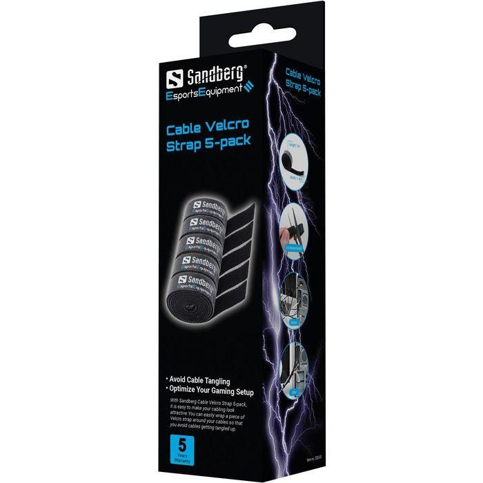 Sandberg Cable Velcro Strap 5-pack - Tiras de velcro para organizar cables, 5 unidades 1