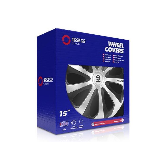 Sparco Tapacubos Sicilia Bicolor 15" Plata-Negro CS5 SPC1573SVBK 4 Unidades 2 Sparco Tapacubos Sicilia Bicolor 15" Plata-Negro CS5 SPC1573SVBK 4 Unidades 2