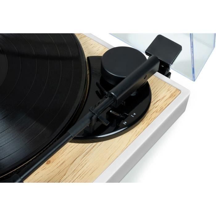 THOMSON TT301 - Tocadiscos de diseño de 33 y 45 rpm - Cabezal de reproducción Audio-Technica AT3600L - Madera y blanco 2 THOMSON TT301 - Tocadiscos de diseño de 33 y 45 rpm - Cabezal de reproducción Audio-Technica AT3600L - Madera y blanco 2