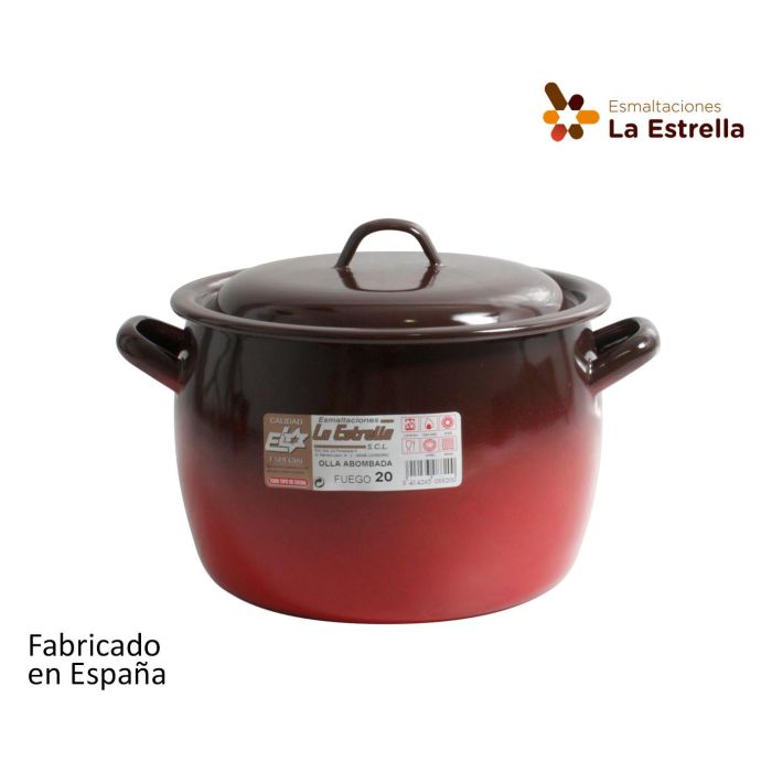 Olla Abombada con Tapa 20 cm - 5L "Fuego" La Estrella (4 Unidades) Olla Abombada con Tapa 20 cm - 5L "Fuego" La Estrella (4 Unidades)