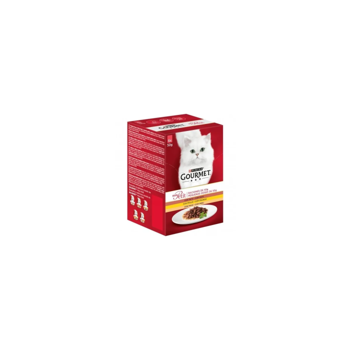 Purina Gourmet Mon Petit Aves para Gatos, Caja con 6 Sobres de 50 gr