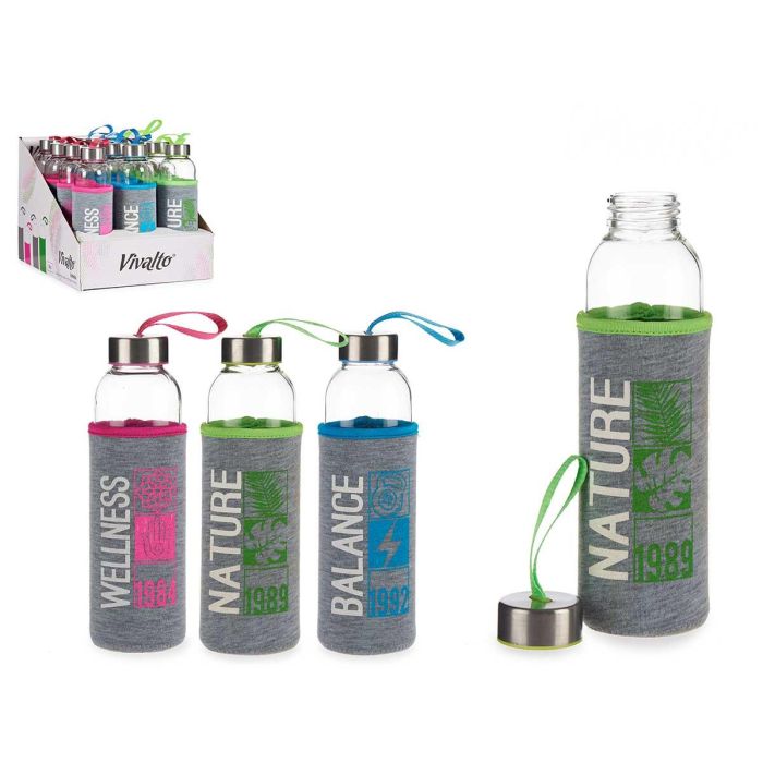 Botella de Neopreno Vivalto 500 ml Gris, Rosa o Verde - 6.5x22x6.5 cm (24 Unidades)