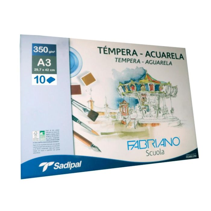 Bloc Dibujo Acuarela Sadipal Fabriano Espiral Din A3 10 Hojas 350 gr-M2 grano Suave 2