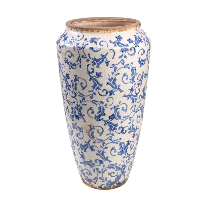 Florero Romimex Azul Blanco Porcelana 21 x 37 x 21 cm Con asas