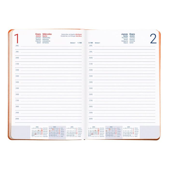 Agenda Encuadernada Liderpapel Sifnos A5 2025 Dia Pagina Color Naranja Papel 70 gr 9