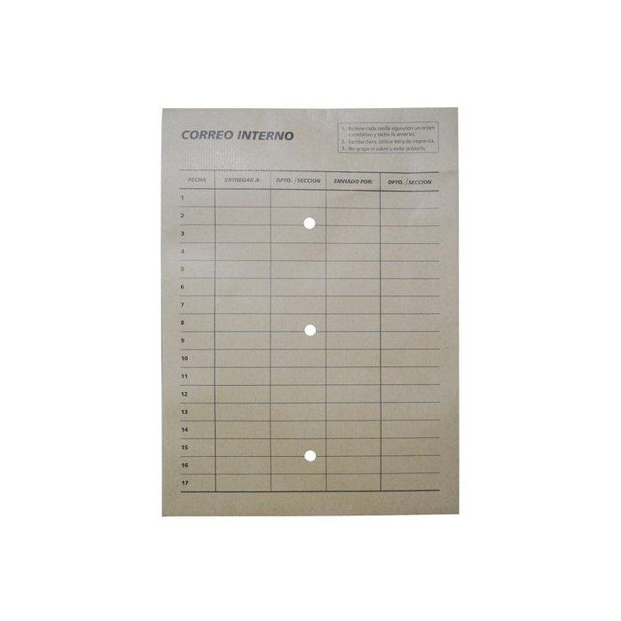 Sam Sobre Bolsa Kraft Natural 120 gr Cierre Multiadhesivo 260x360 mm Correo Interno 3 Taladros Impreso 2 Caras Caja